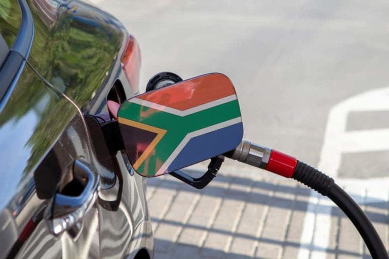 Flag of South Africa on the car's fuel tank filler flap.