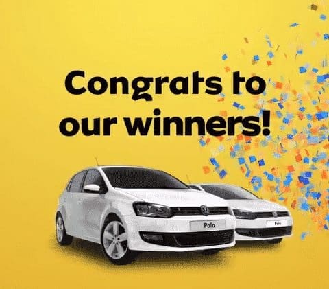First two MTN CakeCrush Competition winners drive away with VW Polo Vivos