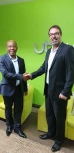Altron Chief Executive Mteto Nyati and Ubusha managing director Marius A...