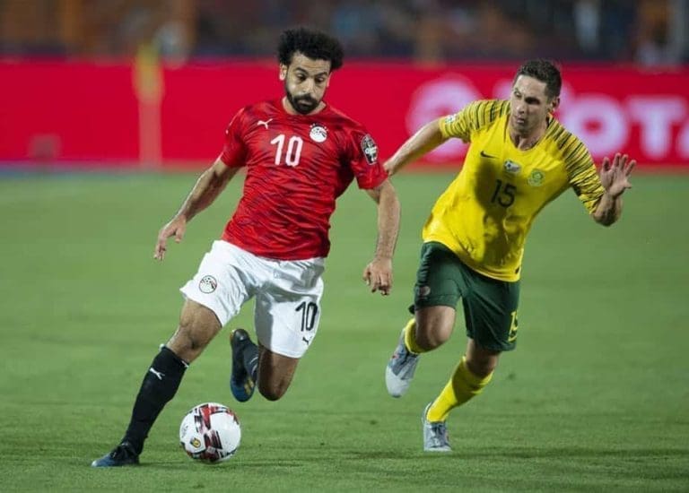 Mohamed Salah of Egypt and Dean Furman of South Africa