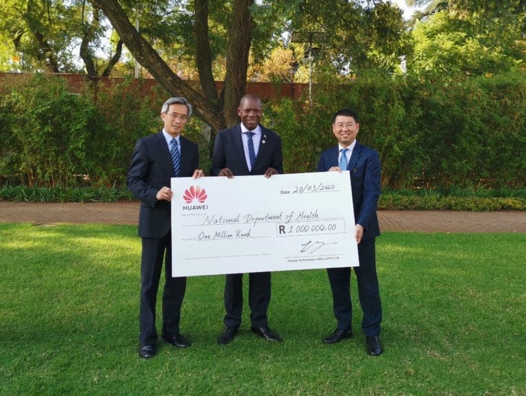 Covid 19 Donation Chinese Ambassador Lin Songtian Health Minister Dr Zweli Mkhize Huawei SA CEO Spawn Fan