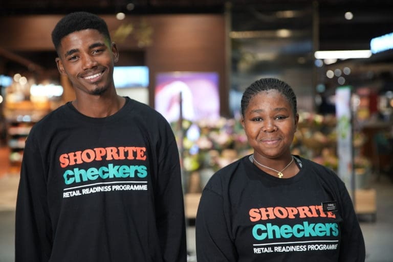 Following successful completion of the seven week Retail Readiness Programme Siyabonga Mali left and Felleng Sethoabane are now employed by the Shoprite Groups Shoprite and Checkers supermarkets