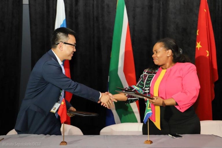 Huawei South Africa CEO Will Meng and DCDT Acting DG Ms Nonkqubela Jordan-Dyani