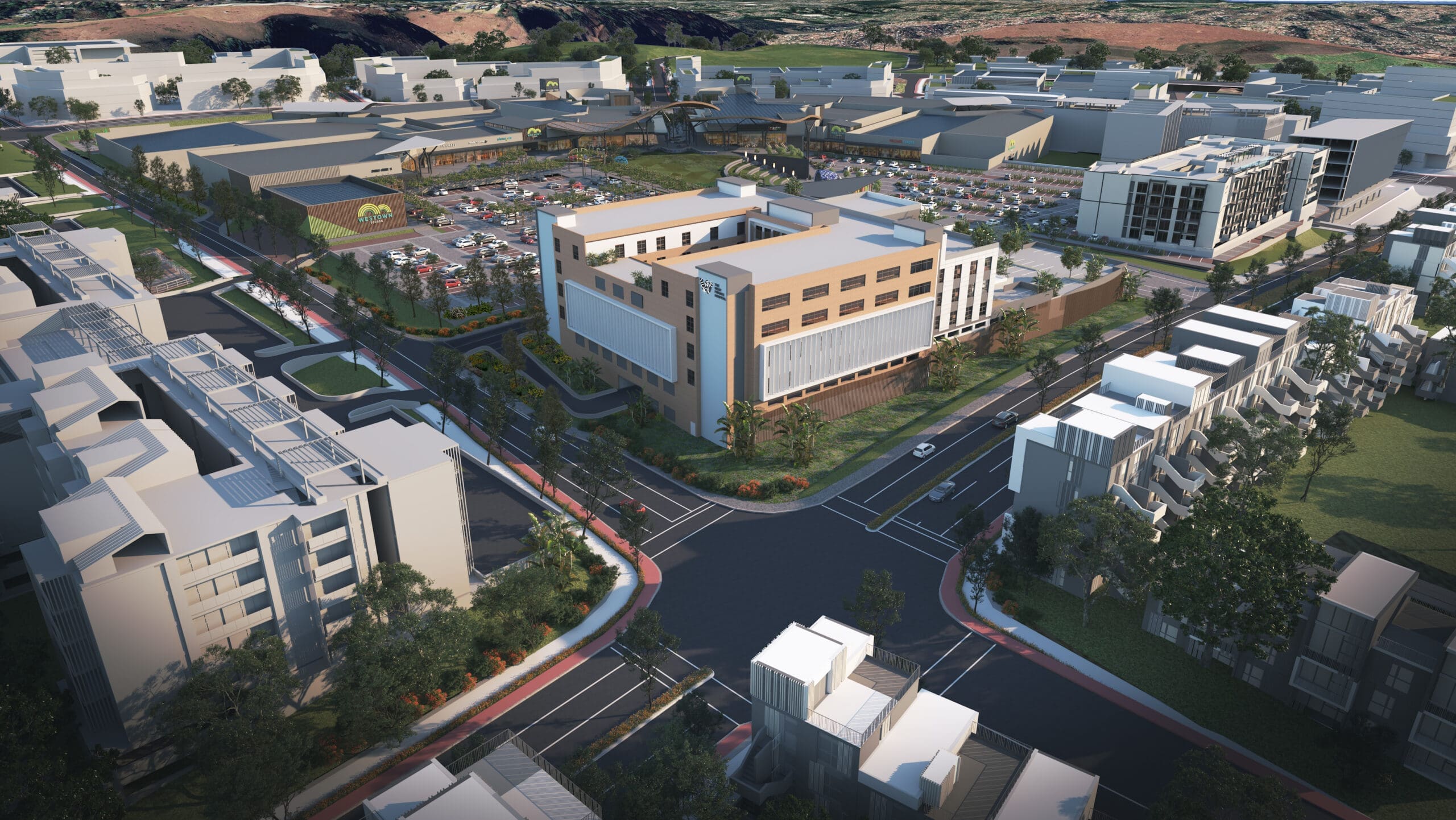 The Westown urban context beginning to take shape as the various layers of the development are mapped out, planned and replanned.