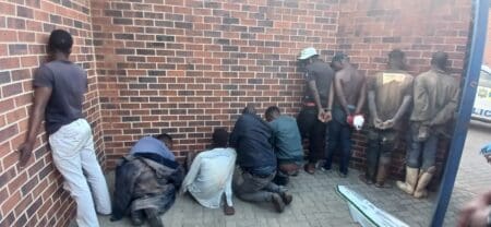 BUST: Suspected illegal miners arrested on Tuesday in connection with the robbing of motorists stuck in a traffic jam