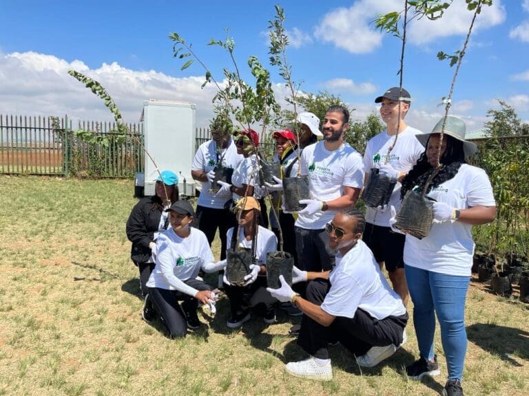 TACKILING CLIMATE CHANGE: Schoolchildren at Thobeka Primary School in Soweto on Friday planted 50 trees - 30 fruit trees and 20 indigenous for shade