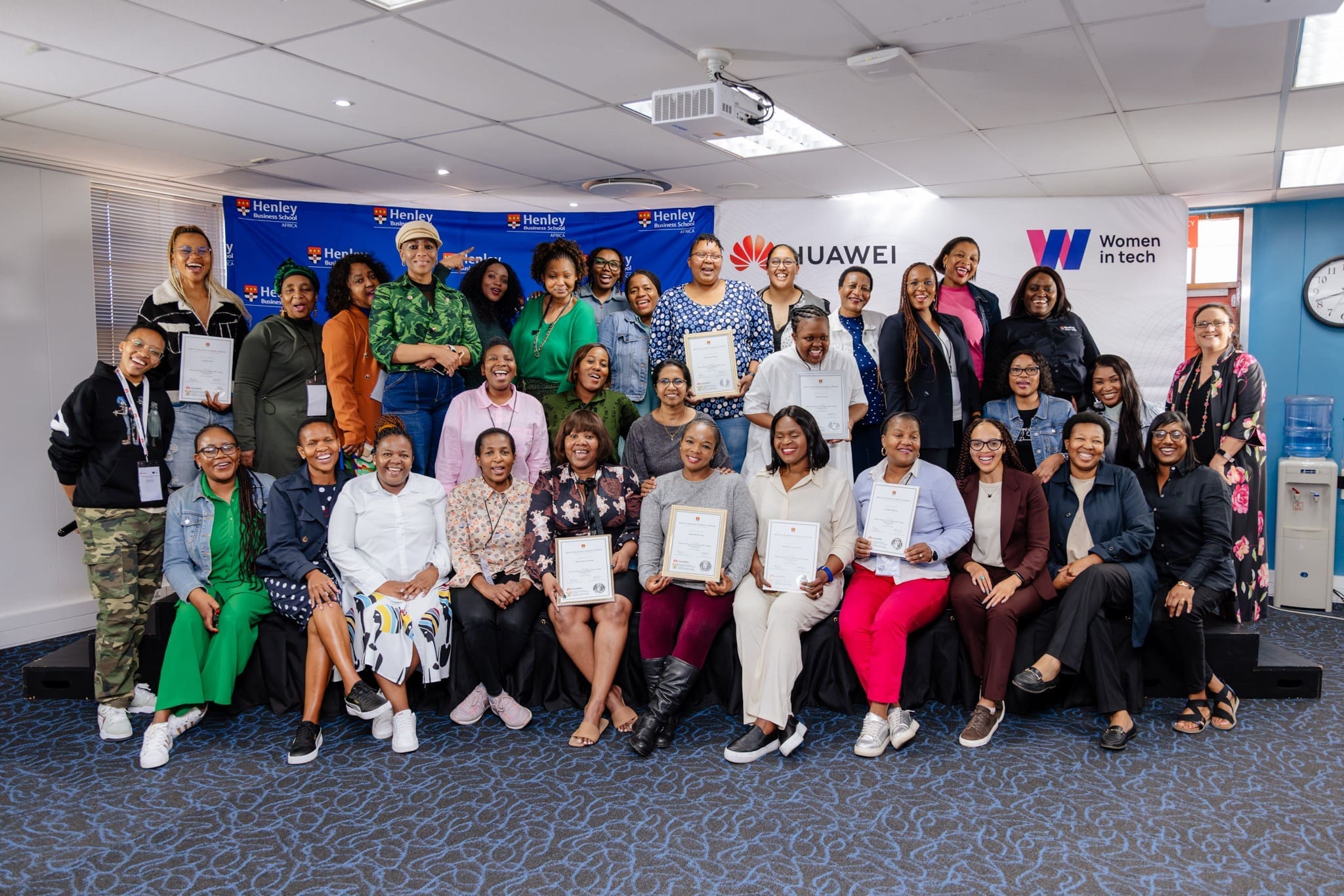 Huawei Woman in Tech group receiving their certificates at Henley Business School Africa