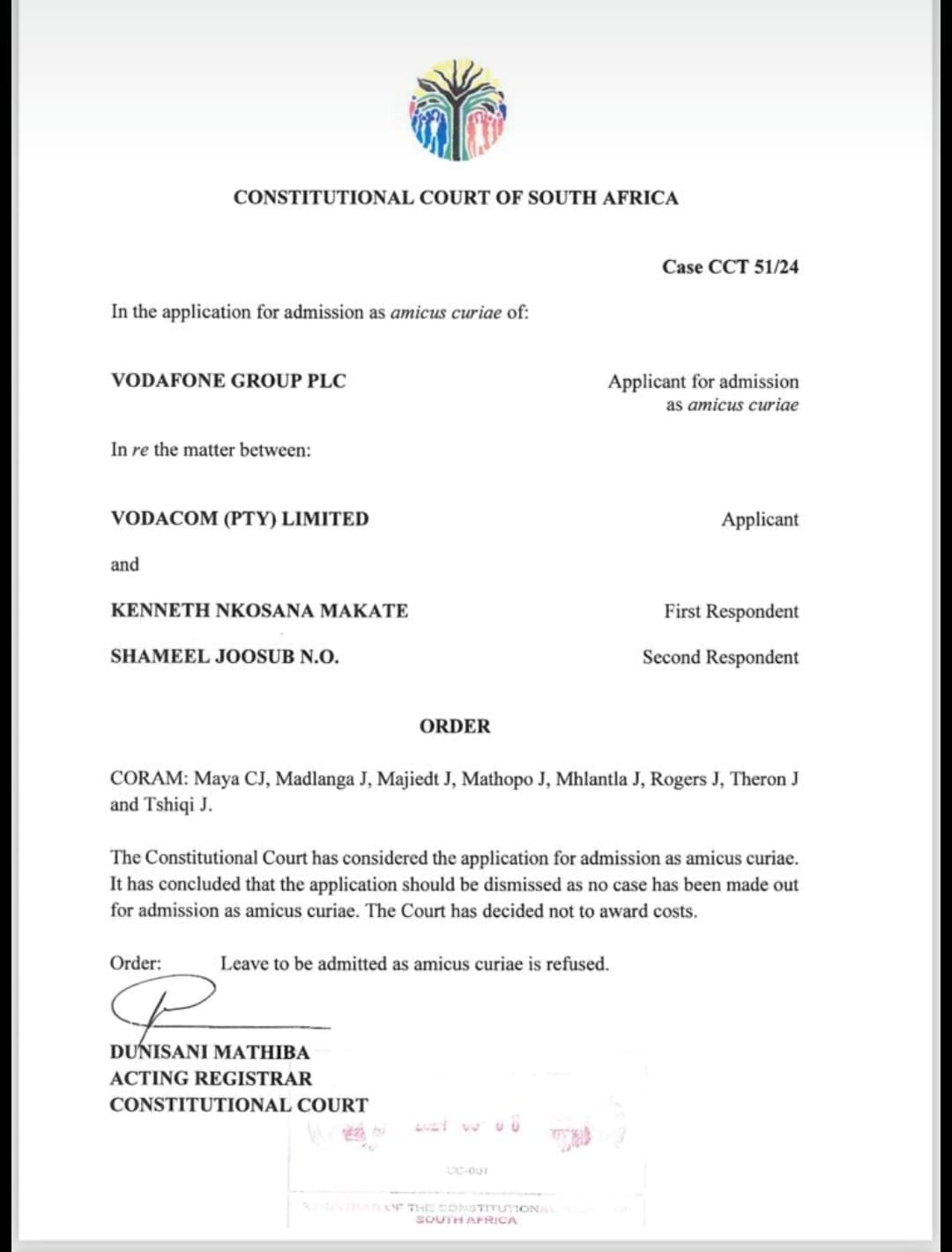 Concourt letter