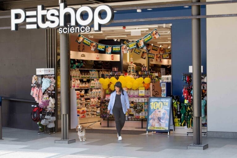 Customer in front of a Petshop Science store.