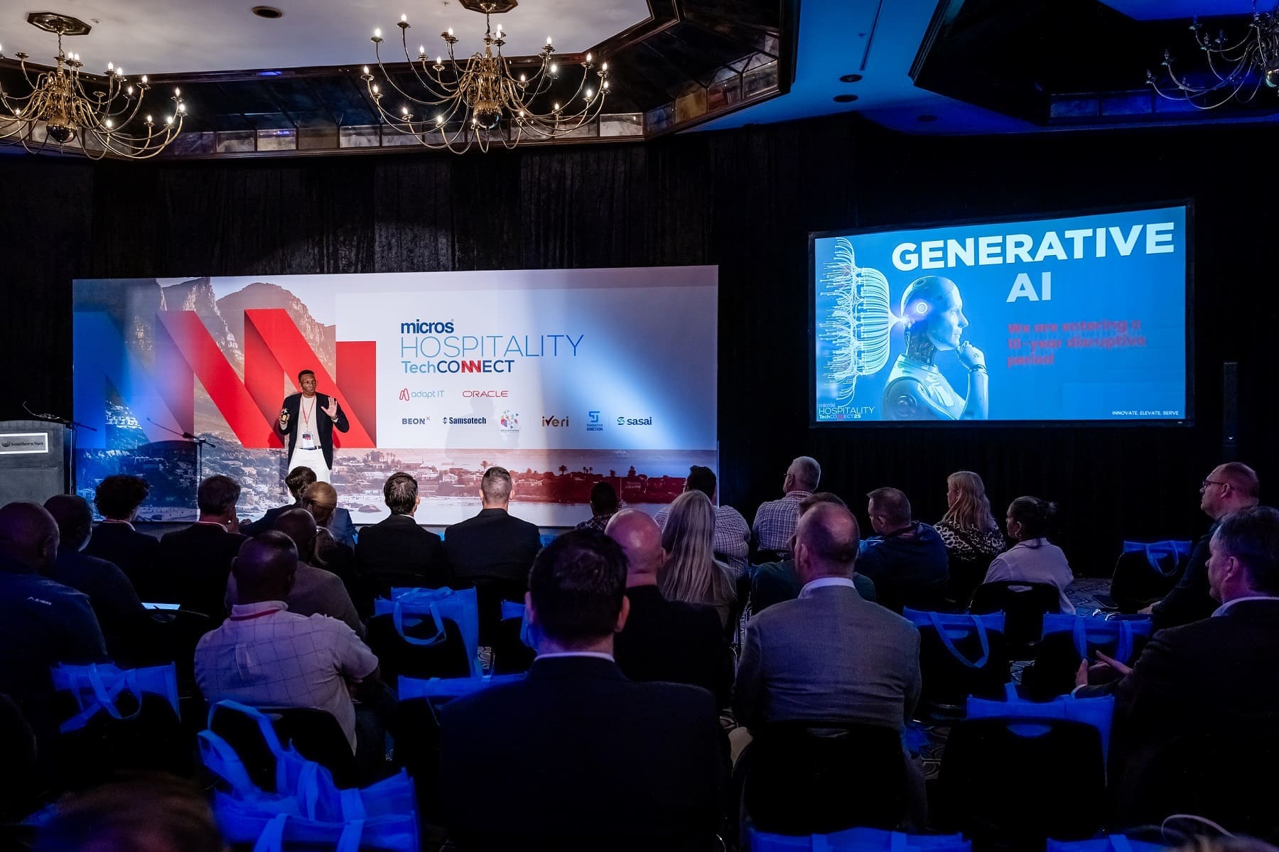 Reginald Sibeko, MD at Micros SA presenting at the Micros Hospitality TechConnect25 Conference