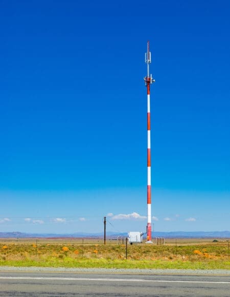 Red,And,White,Cell,Phone,Tower,In,The,Countryside,Of