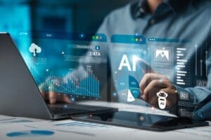 Businessman,Analyzes,Data,Using,Ai,Technology,To,Work,With,Tools,