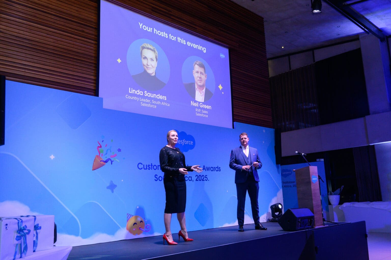 South Africa’s Digital Leaders Recognised At Salesforce Trailblazer Awards Hosts: Linda Saunders, Country Manager & Senior Director Solution Engineering, Africa, Salesforce and Neil Green, Regional Vice President, Salesforce