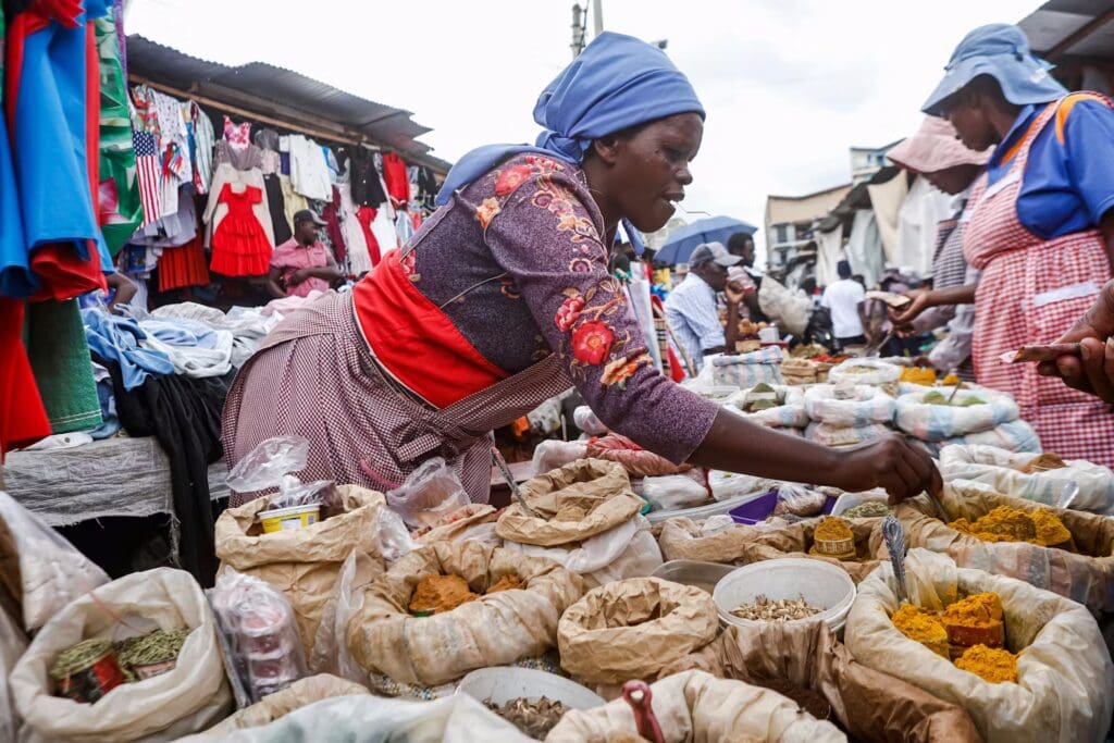 A spice and herbs trader at the Gikomba market, Nairobi, Kenya. Boniface