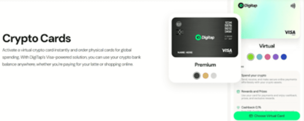 Digitap crypto cards