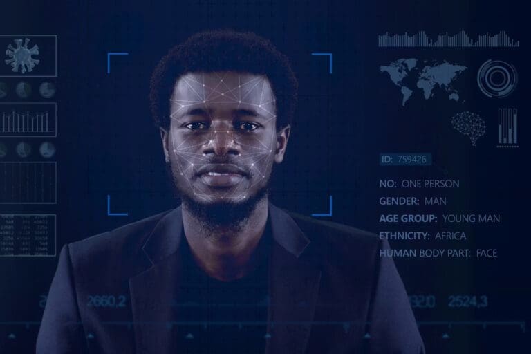 Biometric IDs Are Being Rolled Out In Africa. Study Reveals The Risks And Pitfalls AI concept of a biometric security scan.