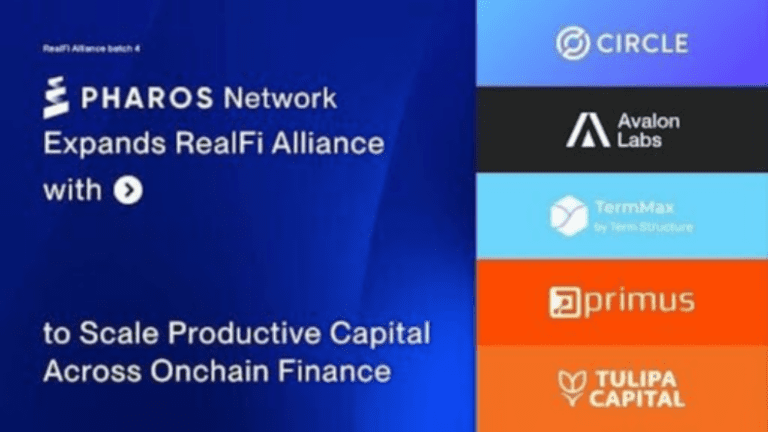 Pharos Network Expands RealFi Alliance with Circle, Avalon Labs, TermMax Finance, Primus & Tulipa Capital to Scale Productive Capital Across Onchain Finance Pharos Network