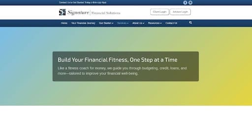 Signature Financial Solutions financial coaching webpage screenshot